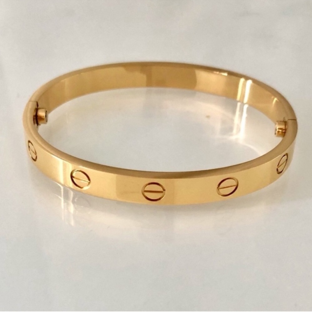 Clip On Screw Bangle Bracelet in Gold - Picture 2 of 4